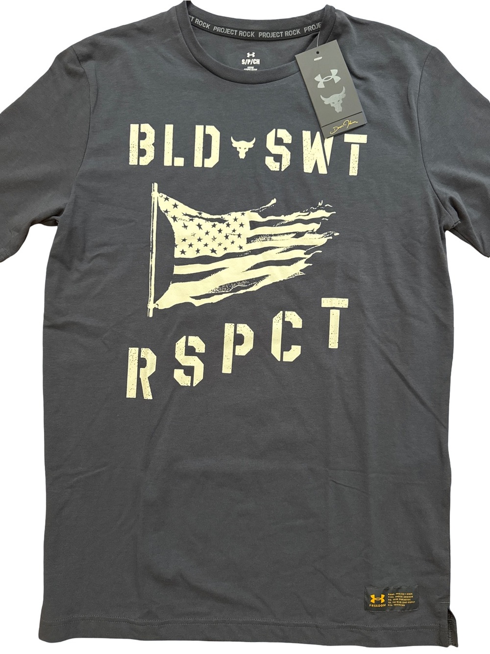 Under Armour Project Rock Blood Sweat Respect T-Shirt Size Small NWTS The Rock